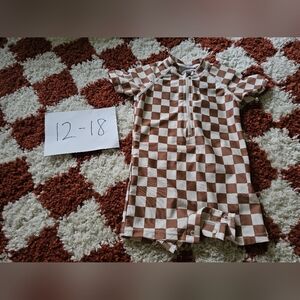 Brown and White Checkered Mebie Baby Swimsuit